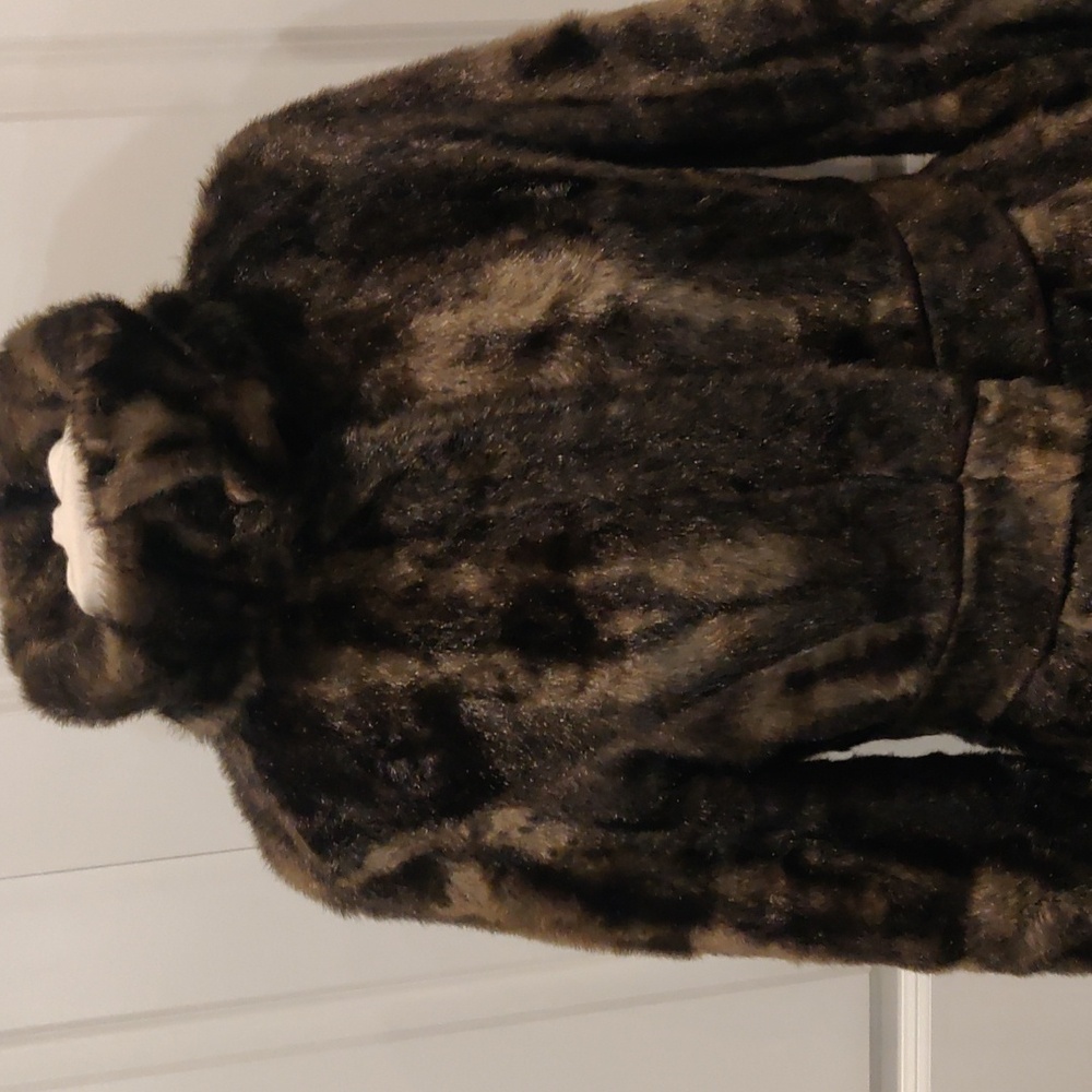 Laundry By Shelli Segal Dark Brown Faux Fur Imitation Mink Fur Outdoors Y2K Retr - Picture 3 of 12